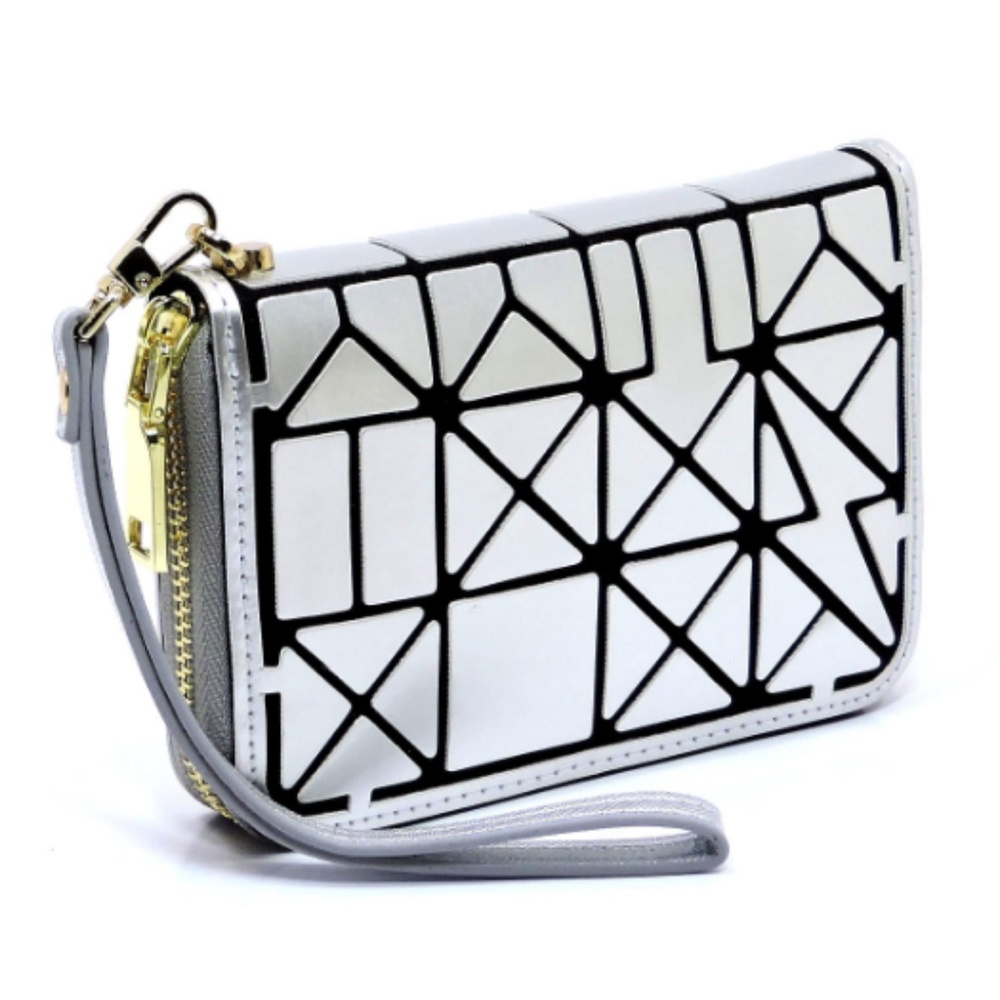 Isabelle Silver Geometric Patchwork Wallet - Picture 2 of 4